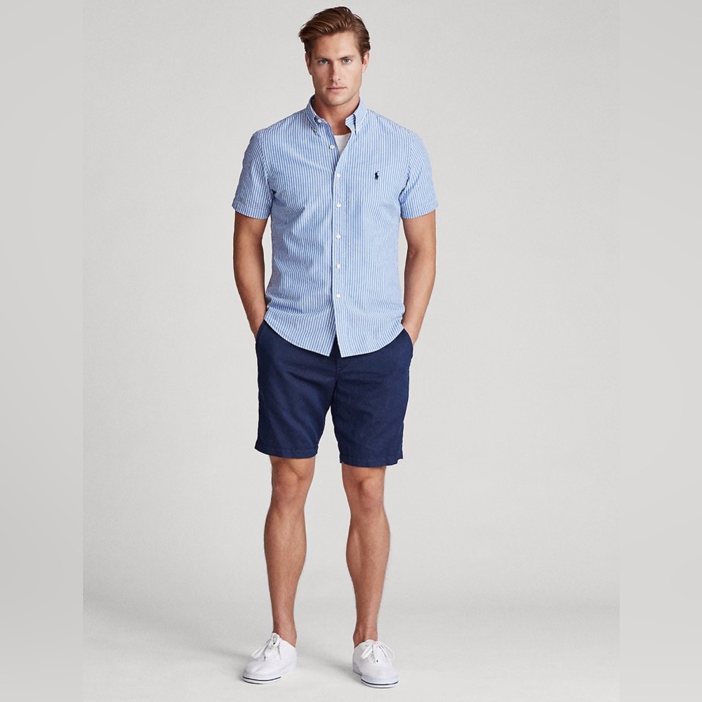 Ralph Lauren Blue and White Casual Button Down Shirt